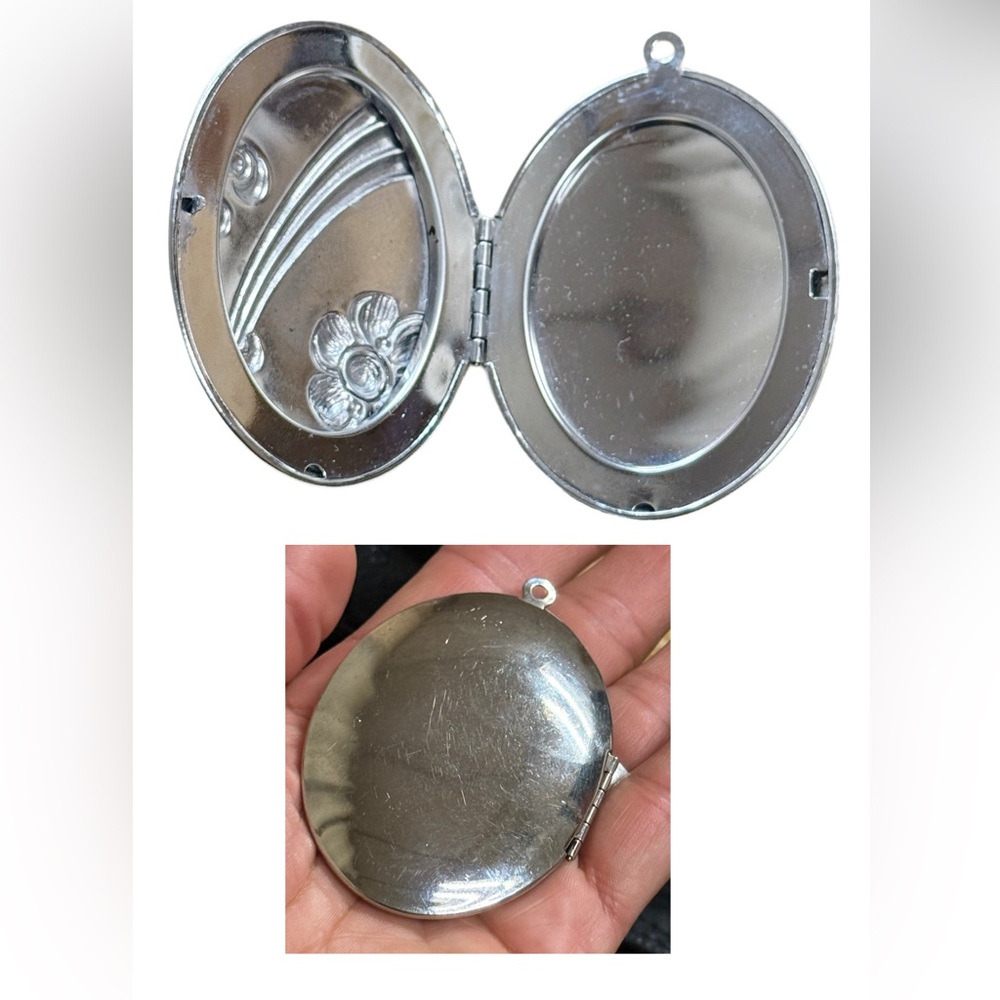 Floral Oval Repousse Locket - Picture 2 of 2